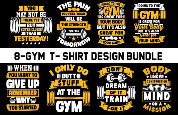 Gym Fitness Bodybuilding Bundle T Shir Graphic T-shirt Designs By Creative shirts