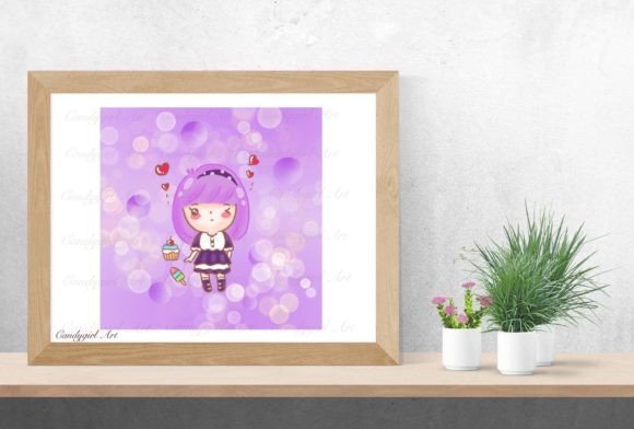 Qute Girl6 Purple Girl Graphic Illustrations By Candygirl Art