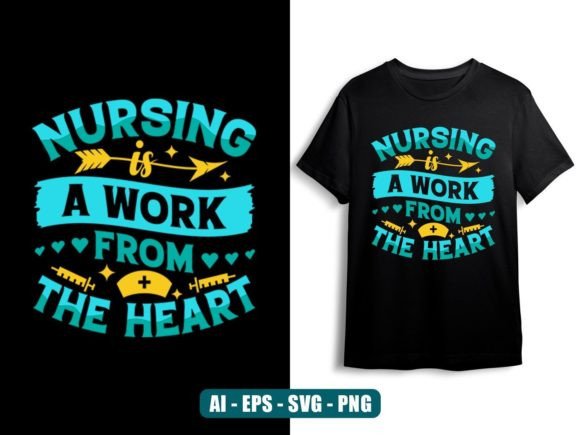 Trendy Nurse Typographic T-shirt Design Gráfico Plantillas de Impresión Por taniatshirt