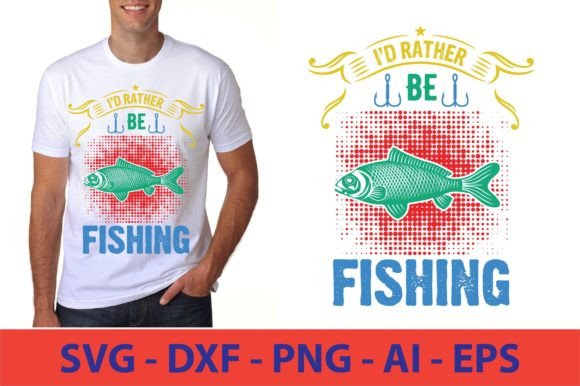 I Would Rather Be Fishing Illustration Modèles d'Impression Par Palash Craft