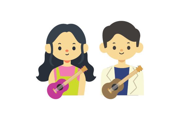 Asian Playing Guitar Music Fichier de Découpe pour les Loisirs créatifs Par Creative Fabrica Crafts