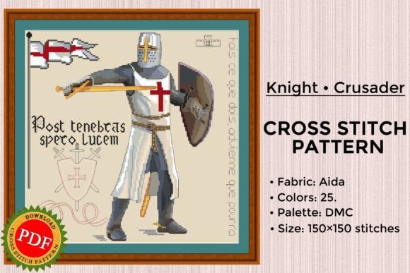 Knight Cross Stitch Pattern Illustration Patrons de Points de Croix Par LarisaStitch
