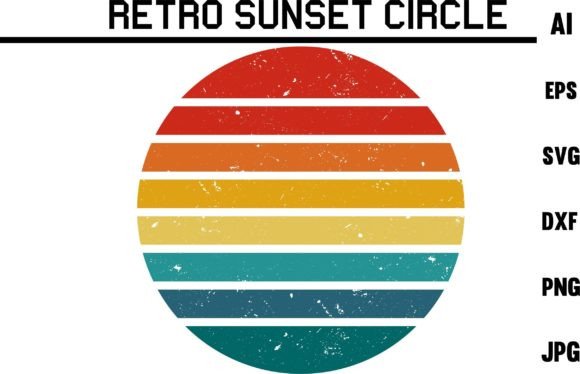 Retro Sunset Circle Graphic Crafts By asiksithi20