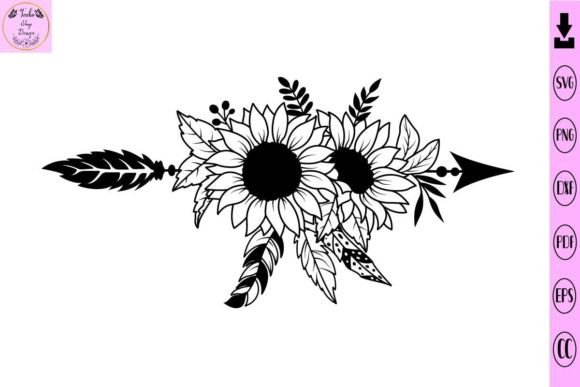 Sunflower Svg Boho Arrow Flower Svg Graphic Print Templates By Tadashop Design
