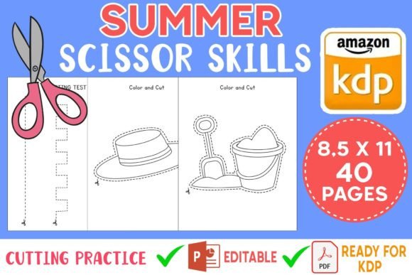 Summer Scissor Skills Kdp Activity Book Gráfico Infantil Por MOBAAMAL