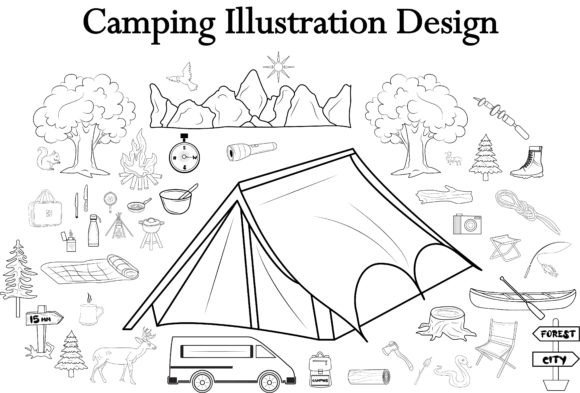 Camping Equipment Bush Craft Hiking Item Illustration Icônes Par colorpicx