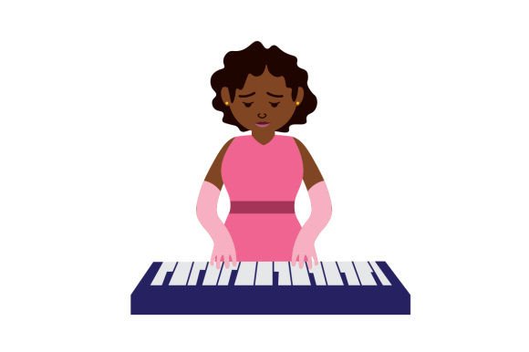 African-American Playing Piano Female Música Archivo de Corte de Manualidades Por Creative Fabrica Crafts