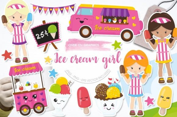 Ice Cream Girl Graphic Illustrations By Prettygrafik