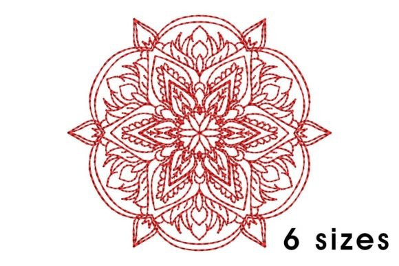 Mandala Circular Flower Redwork Mandala Stickereidesign Von K&K Embroidery and Gifts
