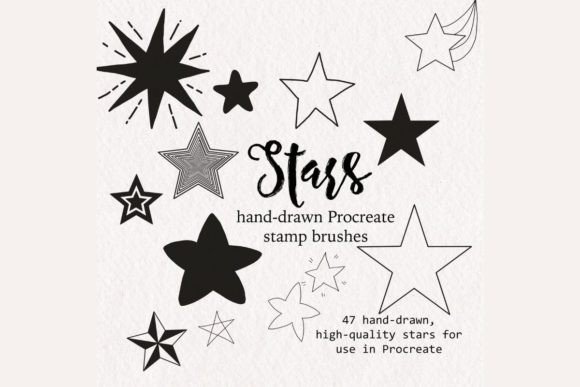 Procreate Star Brush Stamps Gráfico Pinceles Por Sibby Clips