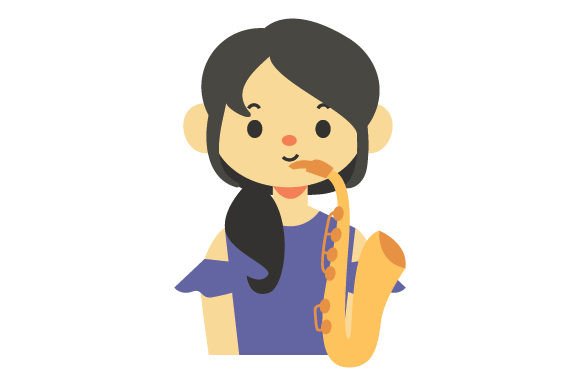 Asian Playing Saxophone Female Music Fichier de Découpe pour les Loisirs créatifs Par Creative Fabrica Crafts