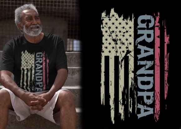 Grandpa T Shirt, Vintage American Flag, Graphic T-shirt Designs By syedafatematujjuhura