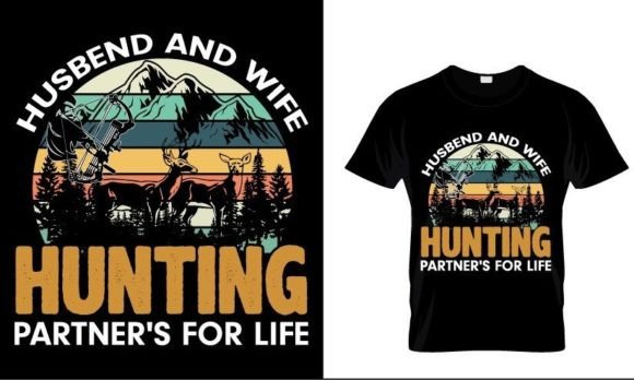 Husbend and Wife Hunting T-shirt Graphic Print Templates By Open Expression
