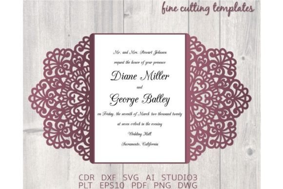 Wedding Invitation SVG Rustical Cricut Graphic Crafts By Fine Cutting Templates