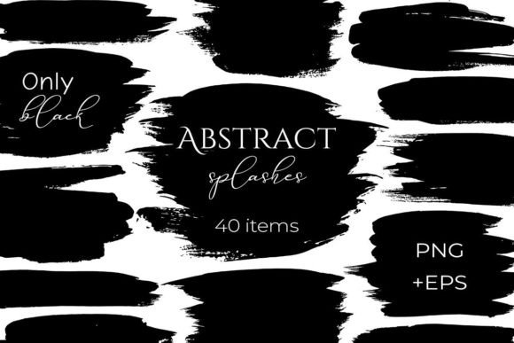 Black Abstract Brush Strokes Graphic Backgrounds By TanyaPrintDesign