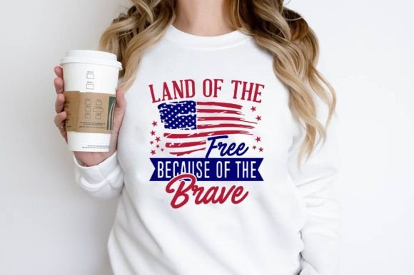 Land of the Free Beacuse of the Brave Graphic Print Templates By Sathy95