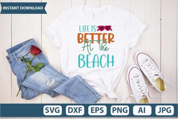 Life is Better at the Beach   Illustration Designs de T-shirts Par NF Design Park BD