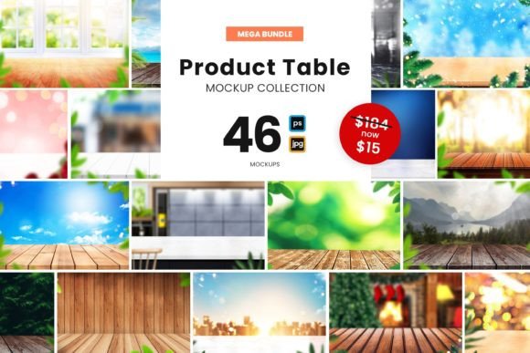 46 Tabletop Mockups | MEGA BUNDLE Graphic Backgrounds By DesignOverdose