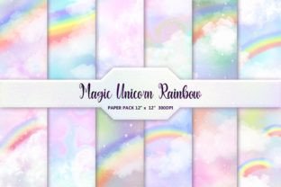 Magic Unicorn Rainbow Digital Paper Pack Illustration Fonds d'Écran Par DifferPP 1