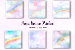 Magic Unicorn Rainbow Digital Paper Pack Illustration Fonds d'Écran Par DifferPP 2