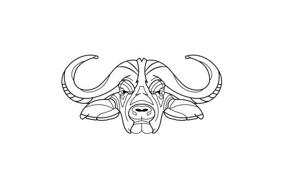 African Buffalo Head Line Art Tiere Craft-Schnittdatei Von Creative Fabrica Crafts