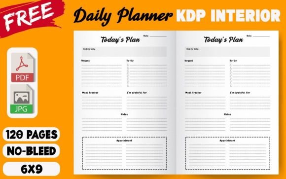 Free Daily Planner KDP Interior Graphic KDP Interiors By KDP Designs