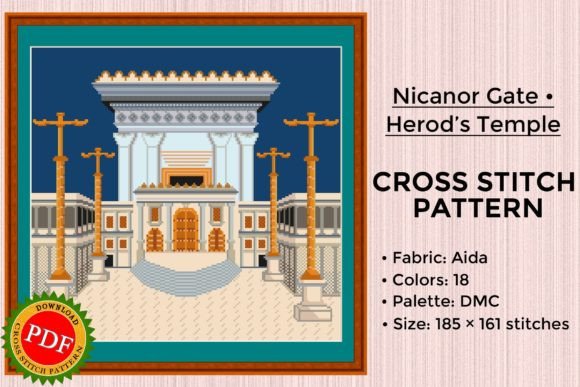 Herod’s Temple Cross Stitch Pattern Graphic Cross Stitch Patterns By LarisaStitch