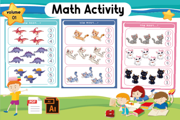 Kindergarten Math Activity - How Many Grafik KDP-Interieurs Von Titania Creative