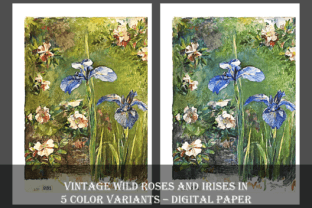 Wild Roses and Irises Vintage Painting Grafica Illustrazioni Stampabili Di Artistology 3