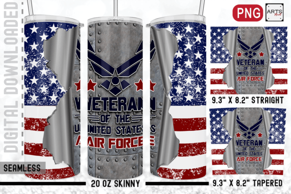 Air Force Veteran American Flag 20oz PNG Graphic Print Templates By ARTsPlural