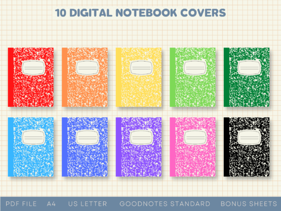 Bright Colors Composition Notebook Cover Graphic Objects By f33ls design