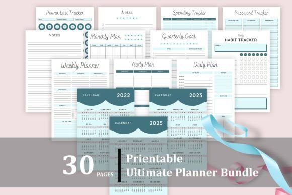 Printable Ultimate Planner Bundle Vol.07 Graphic KDP Interiors By Design Zone