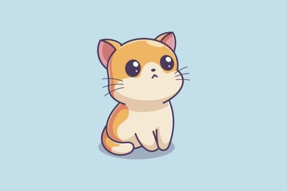 Cute Kitten Looking Up Graphic Illustrations By wawadzgn