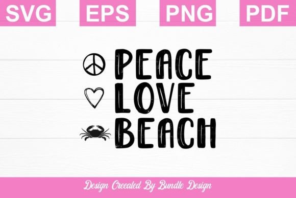 Peace Love Beach SVG T-shirt Design Gráfico Manualidades Por zeerros