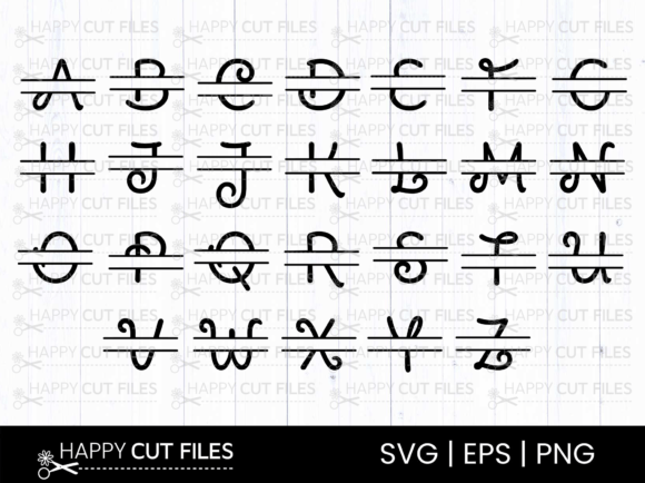 Split Monogram Name Svg Font Alphabet Grafik Plotterdateien Von happycutfiles