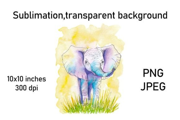 Watercolor Elephant, Hand Painted Png Gráfico Ilustrações para Impressão Por irinadim2020