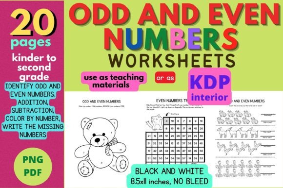 Odd and Even Numbers, 20 Worksheets Graphic 2nd grade By Charm Creatives