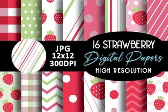 Strawberry Digital Papers Patterns Graphic Patterns By Grafixeo