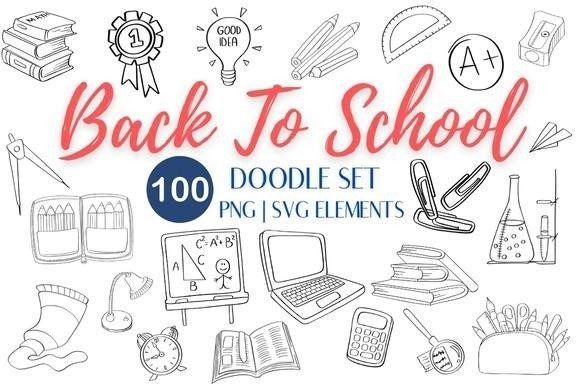 Back to School Doodle Clipart Bundle Graphic Illustrations By Calcool