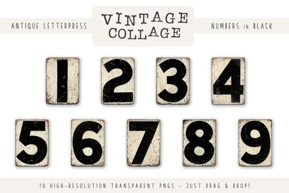 Collage PNGs - Vintage Wood Number Sets Graphic Objects By Jennadesigns