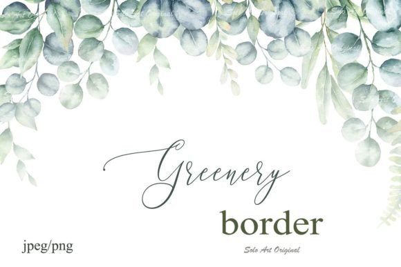 Eucalyptus Greenery Frame Border Clipart Grafik Druckbare Illustrationen Von Solo Art Original