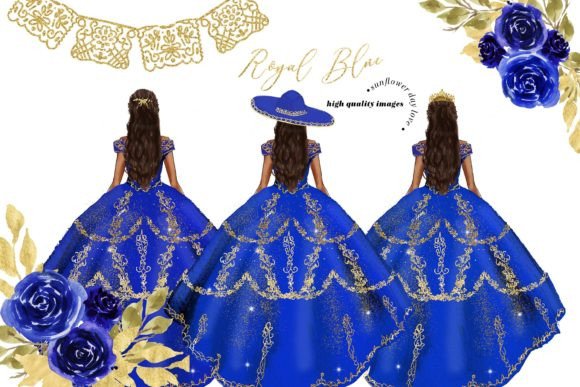 Royal Blue Princess Dresses Clipart Illustration Illustrations Imprimables Par SunflowerLove