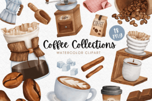 Coffee Collection Watercolor Clipart Illustration Illustrations Imprimables Par Akiravilla 1