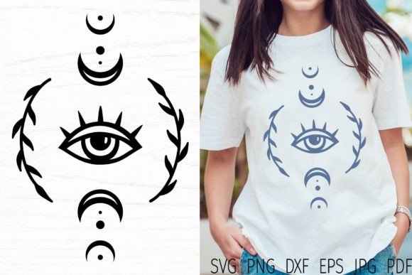 Mystical Evil Eye with Moon Grafik Plotterdateien Von digital rainbow shop