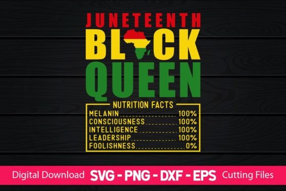 Juneteenth Black Queen Nutrition Facts Graphic Crafts By CraftartSVG