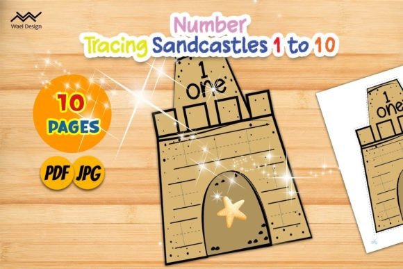 Summer Number Tracing Sandcastles 1-10 Graphic Teaching Materials By Waeldesign