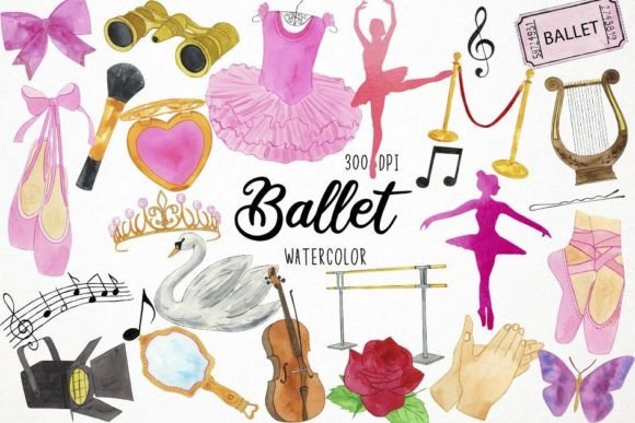 Watercolor Ballet Clipart, Ballerina Graphic Illustrations By Paulaparaula