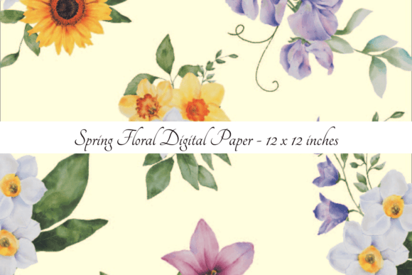 Spring Floral Digital Paper Graphic Patterns By sakidesjardins