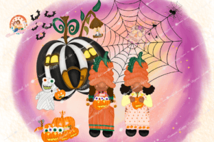 Gnomes Pumpkin Halloween Sublimation Illustration Illustrations Imprimables Par Noomam Happy digital Art 1