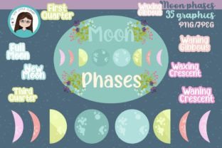Moon Phases Grafika Ilustracje do Druku Przez CuteLittleClipart 3